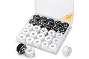 dipeer 25 Pcs Sewing Machine Bobbins, Sewing Machine Thread with Bobbin Case, Sewing Thread Pre-Wound Bobbins Sewing Machine Accessories for Handheld Sewing Machine, Embroidery Machine