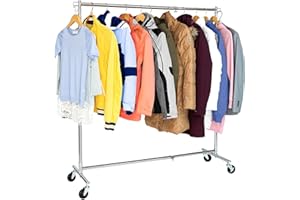 Tatkraft Urban – Portant à Vêtements Stable sur Roulettes, 60kg Capacité, Réglable en Hauteur et Largeur, pour Vêtements Longs et Courts, Acier Chromé