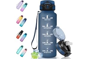 Motswedi Botella Agua, 500/1000/1500ml Sin BPA, Botella Agua Gimnasio con Pajita, Reutilizable, Botella de Agua, a Prueba de Fugas, Cantimplora, Botella Gimnasio para Gym, Escuela, Yoga, Camping