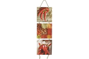 levandeo - Decorazione da parete per cucina, 15 x 53 cm, motivo: peperoncino e spezie
