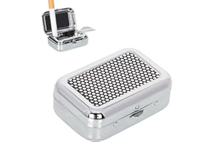 JDXUN Cendrier Portable Avec Couvercle - Mini Portatif de Voyage Anti Odeur - Carré en Acier Inoxydable, Noir
