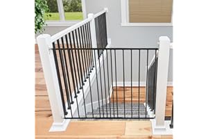 Safetots Top of The Stairs Screw Fitted Stair Gate, Black Metal, 62.5cm - 106.8cm, Metal Baby Gate, Screw Fit Safety Barrier, Stylish and Practical Safety Gate