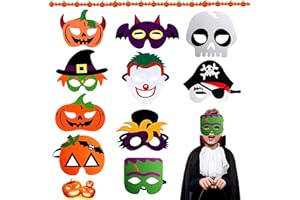 10 Pièce Masques pour Enfants Dress Up, Masques de Déguisement pour Enfant, Masque de Feutre Halloween, Masque Enfant Déguisement, Convient pour Bal Masqué, fête d'anniversaire, Noël, Halloween