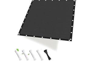 HaiTaoSy Sonnensegel mit ösen Viereckig 2x2m, wasserdurchlässig & winddurchlässig, HDPE Gewebe, Sonnenschutz für Terrasse, Garten, Balkon, Camping, inkl Seile & Kabelbinder, Schwarz