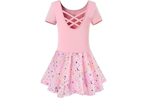 MULNALL Mädchen Ballet-Leotard Tanz-Tutu-Rock Kleinkind-Tanzoutfit Trainingskleid Kreuzriemen Rücken glänzende Perlen