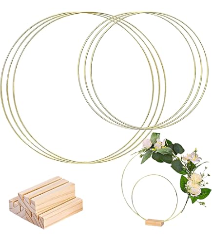 6 Cerchi Metallici Dorati - Per Fai Da Te - Decorazioni Nozze, Acchiappasogni, Ghirlande - Foto 10