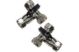 22.5 TEAM CONTROLS TC Pack of 2 TC Lever Isolating Valve Full Flow 15mm Large Bore Tee Isolation Service Valve Chrome