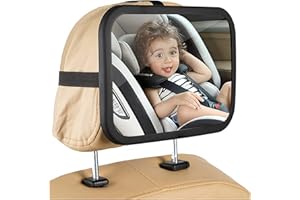 ALLILUYAA Miroir de Voiture de Bébé,Rotation à 360° Rétroviseur Voiture Bébé,Bébé Vue Arrière Miroir Avec Clip,Surveillance Bébé pour Siège Arrière pour Vue Large Sécurité Sièges Arrière (30 * 11cm)