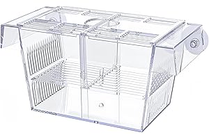 BEGONDIS 20 * 10 * 10CM Aquarium Fish Breeding Box Acrylic Hatchery Incubator Tank with Suction Cups Isolation Box for Baby Fish Shrimp Betta Guppy and Platy