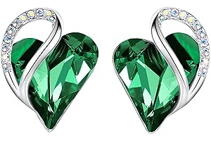 Leafael infini Amour cœur Boucles d'oreilles femme Argent, boucle d'oreille femme avec cristaux de guérison, Sans allergie bijoux femme avec coffret cadeau