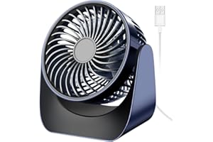 EDONKVI Mini Ventilator Leise, USB Ventilator Klein 360° Tischventilator, USB Table Fan mit 3 Geschwindigkeit, Tisch Ventilatoren für Auto Camping Schlafzimmer Wohnmobil Büro(Navy Blau, Keine Batterie)