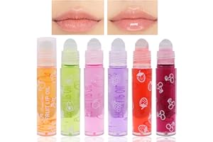 HORUILI Glitzer-Lipgloss Aufrollen, Farblos Durchsichtig, Lip Shiner Gloss Set, Roll-On, Fruity Moisturizing Lip Oil Sheer Glossy Liquid Lipstick für langanhaltend Pflegende Lippen (6 Stück)
