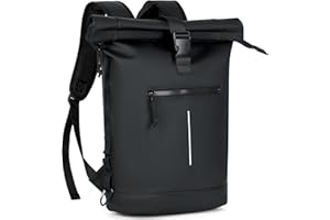 Lekeinchi 17-Inch Waterproof Laptop Backpack for Men and Women - Roll Top Design for School, Travel, Business, Work, and Camping(Black)