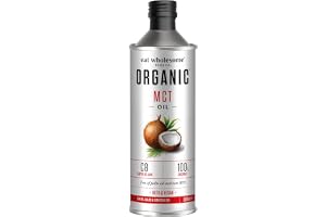 Eat Wholesome Organic High C8 100% kokosnöt MCT olja i glasflaska, 500 ml