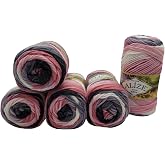 5 Gomitoli Di Lana Batik Da 100 G, 500 G, Con Gradiente Di Colore, Multicolore (5300 N, Colore: Bianco