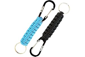 KADACTIVE Paracord Keyrings with Carabiner Keyring Clip - 2 Pack keyrings for Backpack, Survival, Camping - Paracord Key Chain Key Holder - Key Lanyard for Men - car Keyring