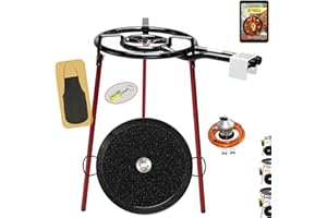 COMBOI Kit de paella émaillée 40 cm, poêle à paella émaillée 46 cm, régulateur de gaz, tuyau, pieds, niveau à bulle, tablier, livre de recettes numérique