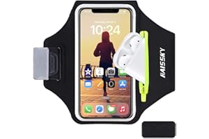 HAISSKY Sportarmband mit Handyhalterung, wasserabweisend, Sportarmband mit TWS-Kopfhörer-/Schlüsselhalter, Sportarmband für Galaxy S20 S10, für Läufer, Fitnessstudio, Joggen, Radfahren, Laufen, 15,7 cm