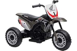 HOMCOM Moto Cross électrique pour Enfant, Licence Honda CRF450RL, Moto électrique Enfants avec Effets sonores, 3 Roues, Vitesse 3 km/h, Batterie 6V, pour 18-36 Mois, Gris