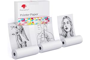 3 rouleaux - Phomemo papier autocollant, transparent papier thermique autocollant pour mini imprimante M02/M02Pro/M02S/M03/M03AS/M04S/M04AS, 50mm