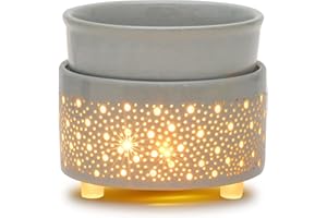 GERONLAND Wax Melt Burner Ceramic 3-in-1 Oil Burner Electric Candle Wax Warmer Burner Melter Fragrance Heating Plate for Scented Waxs Home Office Bedroom Aromatherapy Gift& Décor