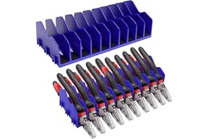 JNUYISW Organizador de Destornillador, 2 Piezas Estante para Alicates con 10 Ranuras Base de Goma Antideslizante Soporte para Destornilladores Bancos Trabajo para Alicates, Llaves (Azul)