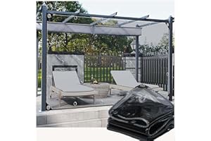 ZHJSHOU Teloni PVC Occhiellato Pesante,Telone Impermeabile Trasparente 0.35mm Nero Telo Pieghevoli,Antipioggia Antipolvere Copertura Tenda per Balcone, Camper, Gazebo e Giardino(Size:1.5x3m)