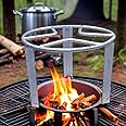 Go2Camps Heavy Quality Metal Firewood Log Steel Burner | BBQ Firewood Cooking Stand Campfire Cooking Stand, Outdoor Camping Grill Stand for Firewood Burning, Backyard, Barbeque and Camp Cooking