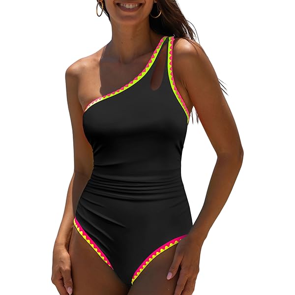 Popvil Sexy Tummy Control One Piece Swimsuit For Women Black Bathing - View #4