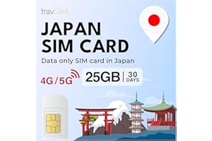 travSIM Japan SIM | 30 jours – 25 Go de données | Données haute vitesse 5G/4G | Carte SIM Japon avec accès illimité à Google, Facebook, WhatsApp, Instagram et plus