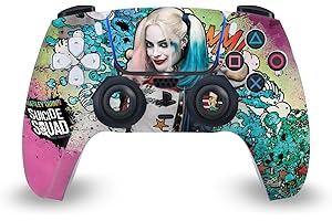 Head Case Designs Offizielle Suicide Squad 2016 Harley Quinn Plakat Graphics Vinyl Frontplatte Haut Gaming Aufkleber Abziehbild Abdeckung kompatibel mit Sony Playstation 5 PS5 DualSense Controller