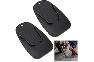 BRILEZE 2Pcs Motorcycle Side Stand Pad Motorcycle Support Stand Plate Universal Kickstand Pad Anti-Slip Foot Mat Motorcycle Kick Extension Pad for Soft Ground Grass Outdoor Parking Black