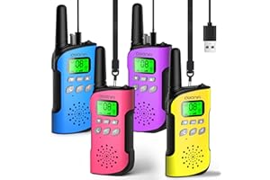AWANFI Walkie-Talkie per Bambini, 4 Pezzi Walkie Talkie Ricaricabile, Radio a Lungo Raggio, con VOX, Torcia, Funzione SOS, Walkie-Talkies per Campeggio, Avventure, Regali per Bambini 3 a 12 Anni