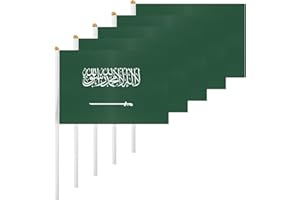 ASUNO 20 Pack Saudi Arabia Flags HandHeld Small Banners 14 × 21 cm Mini Saudi Stick Flag Polyester for Party Decorations World Cup International Festival Events Indoor and Outdoor