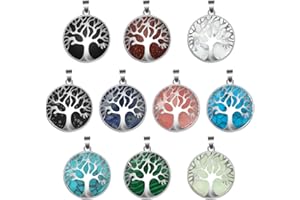 TOAOB THE ONE AND ONLY BABY TOAOB 10 pezzi Albero Della Vita Ciondolo Pietre Naturali Charms Ciondoli Portafortuna Colorati Pendenti per Collane Gioielli Bomboniere Fai da te Portachiavi