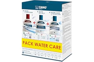 CIANO, Pack Water Care - Entretien Aquarium - 3 Bouteilles - Conditionneur 100 ML - Bio-Bact 100 ML, Bactéries Vivantes - Clear & Protect, Eau cristalline - pour Eau Douce