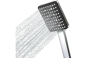 Newentor Duschkopf, Handbrause Duschkopf Großer, Wassersparender Duschkopf Hochdruck, Duschkopf Eckig mit 6 Strahlarten (Duschkopf ohne Schlauch),Matteschwarz