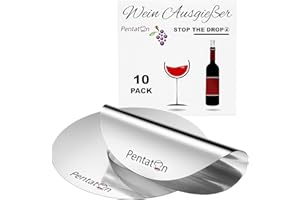 Pentaton - Salvagoccia di Vino, Strumento di versamento per Evitare Il gocciolamento, piastrine versatori di Vino riutilizzabili Senza gocciolamento (Confezione da 10)