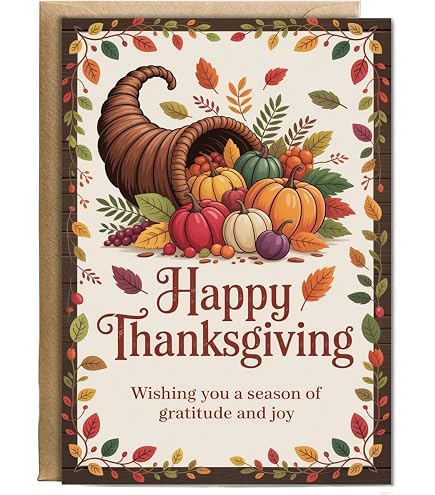 Huxters Thanksgiving-Karte – Quadratisch 14,8 Cm, Mit Umschlag, Für Familie & Freunde