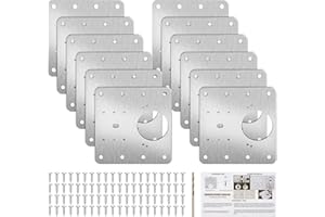 Thrilez 12PCS Cabinet Hinge Repair Kit with 80 Screws, Kitchen Door Hinge Repair Plate with Holes, Stainless Steel for Wood Furniture