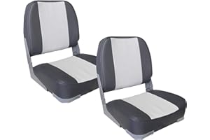 pro.tec 2X Sièges Pilot Chaise de Bateau Assise Pilot Similicuir Gris et Blanc 490 x 400 x 390 mm