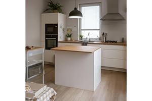 Dmora Isola da Cucina Emmanuel, Armadio Multiuso, Mobile per cucinotto, Tavolo ausiliario, 100% Made in Italy, 125x90h90 cm, Bianco Lucido e Rovere