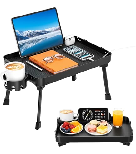 Decopatent Bamboe inklapbare bedtafel voor op bed met dienblad - Houten Bedtafeltje - Laptoptafel - Ontbijt Bed - Bank dienblad