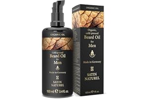 ‎SATIN NATUREL Satin Naturel BIO Bartöl kaltgepresst 100ml – Premium Beard Oil für Herren – Bartpflege mit männlichem Duft – Unterstützt Bartwachstum – Geschenkidee für Männer