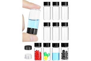 COTOM 5ml Clear Glass Vials with Screw Caps and Plastic Stoppers Clear Sampling Glass Bottles（10pcs）