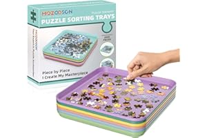 MOZOOSON Puzzle Sorting Trays, 6 Pack Puzzle Sorter - Jigsaw Accessories for Organizing Puzzles 500/1000/2000 Pieces, Hot or Cold Item Holder, Stackable Surface