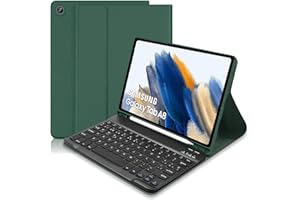 COEZFE Funda con Teclado Español Ñ para Samsung Galaxy Tab A8 10.5", Funda Teclado para Samsung Galaxy Tab A8 10,5 Pollici (SM-X200/X205/X207), Teclado Desmontable Inalámbrico para Samsung A8, Verde Oscuro