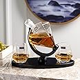 The Artment Savant Diamond Whiskey Decanter Set - Stylish 1 Decanter & 2 Pcs Glass & 1 Stand Set | Perfect for Whiskey, Scotch, Wine, Vodka, Tequila, Rum (4 Piece)