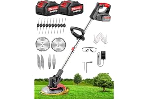 Bavpelp Akku-Rasentrimmer für Makita Motorsense, 3 in 1 Akku mit 2 Akkus 2000 mAh und 4 Klingentypen, Akku-Rasentrimmer für Rasen, Garten