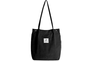iophi Umhängetasche Damen Groß, Cord Tasche Damen Tote Bag Handtasche Beutel Lässige Stofftasche für Alltag, Büro, Schulausflug, Einkauf - Ultraleicht Umhängetasche Einkauftasche